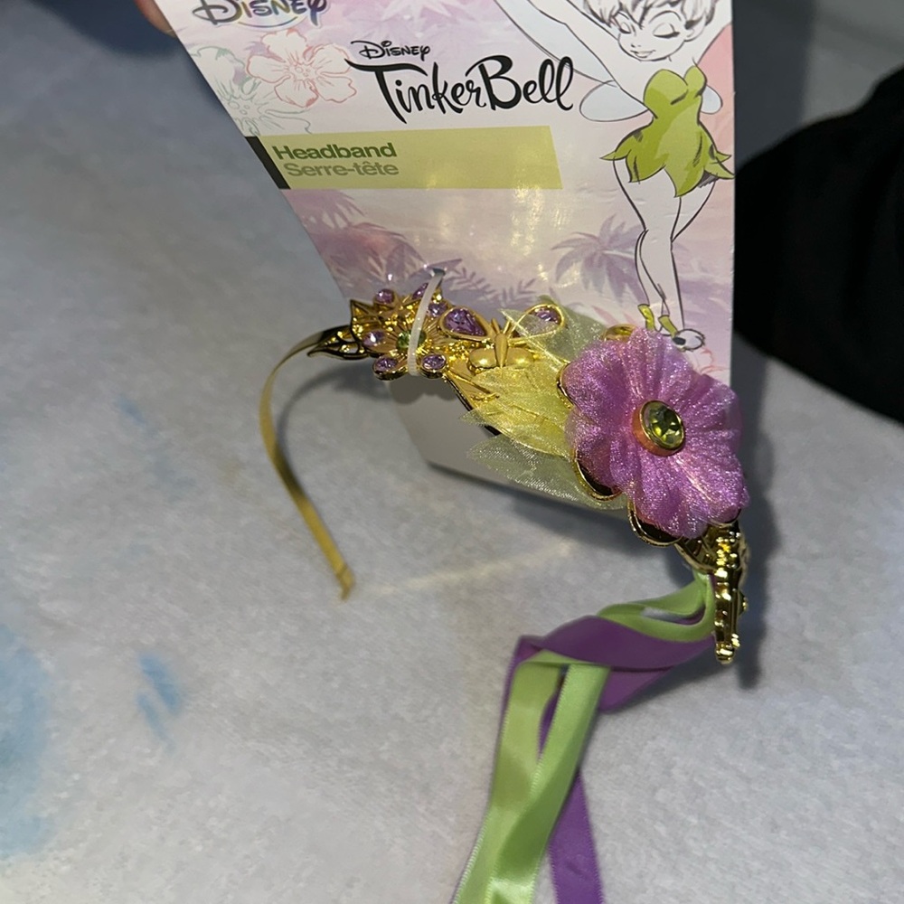 AUTHENTIC DISNEY Merchandise—TINKERBELL STEEL CRYSTAL FLORAL HEADBAND. BRAND NEW